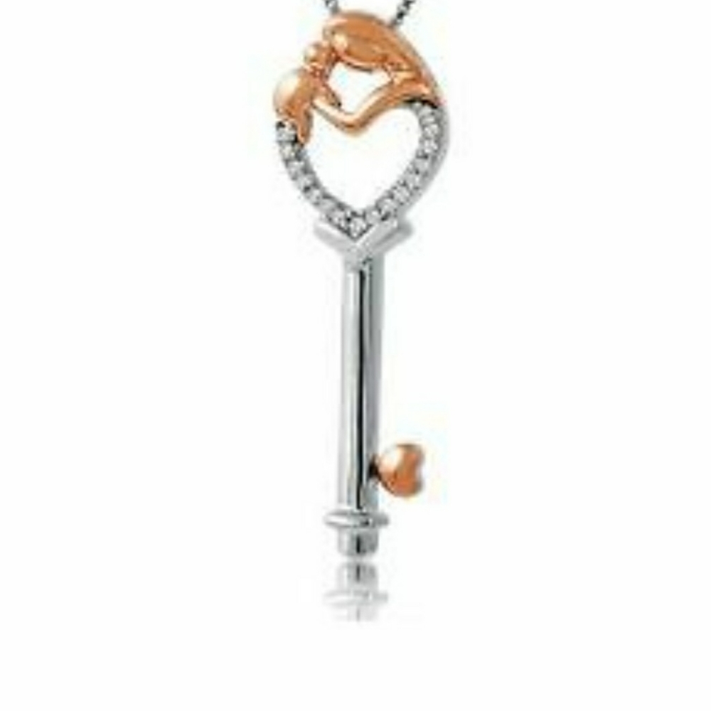 Helzberg Diamonds "I Am Loved" Mother Baby Diamond Key Necklace